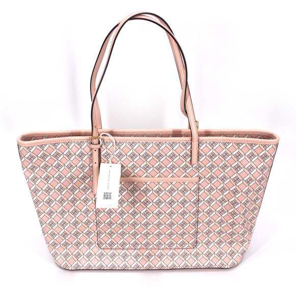 Tory Burch Geo Logo Tote NEW Zip Top Dusted Blush Pink Shoulder Bag Handbag - Picture 5 of 8